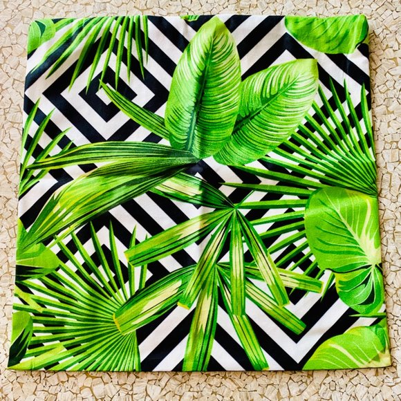 Cool Palm Monstera Geometric Print Pillow Cover - Picture 2 of 5